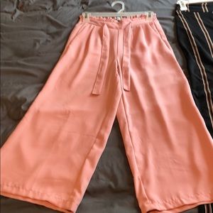 Pink high waisted tie pants
